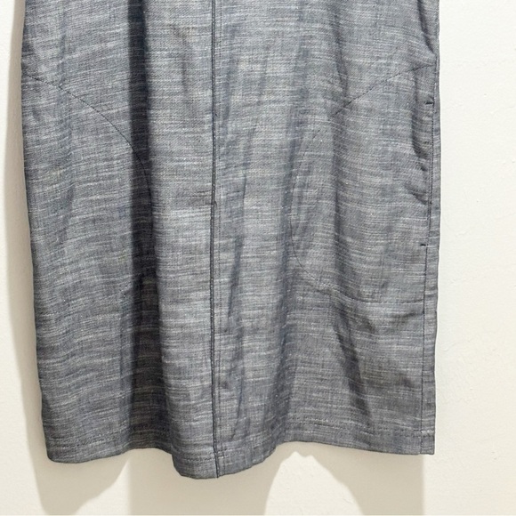 LILLA P Women’s Gray Seamed Shift Dress Linen Blend Pockets Short Sleeve Size S - Picture 5 of 7